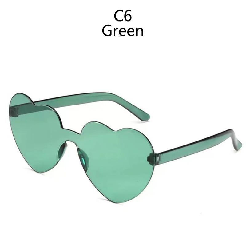 Love Heart Sunglasses Jelly Color Rimless Frame Dazzling Colorful Tint Clear Lens Eyewear Fashion Sun Glasses