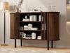 120x40x80cm Sideboard,Storage Cabinet ,Walnut Wood Colour Open Fence Construction for Living and Dining Room,Adjustable Metal Legs,MDF Material