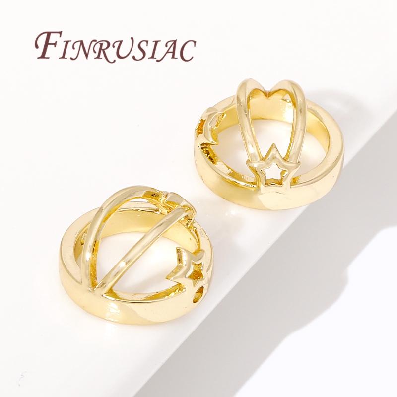 Silver Plated Connect Beads Frame Rings Fittings 14K/18K Gold Plated Through Hole Bead Circle Findings,DIY Bracelet Accessories