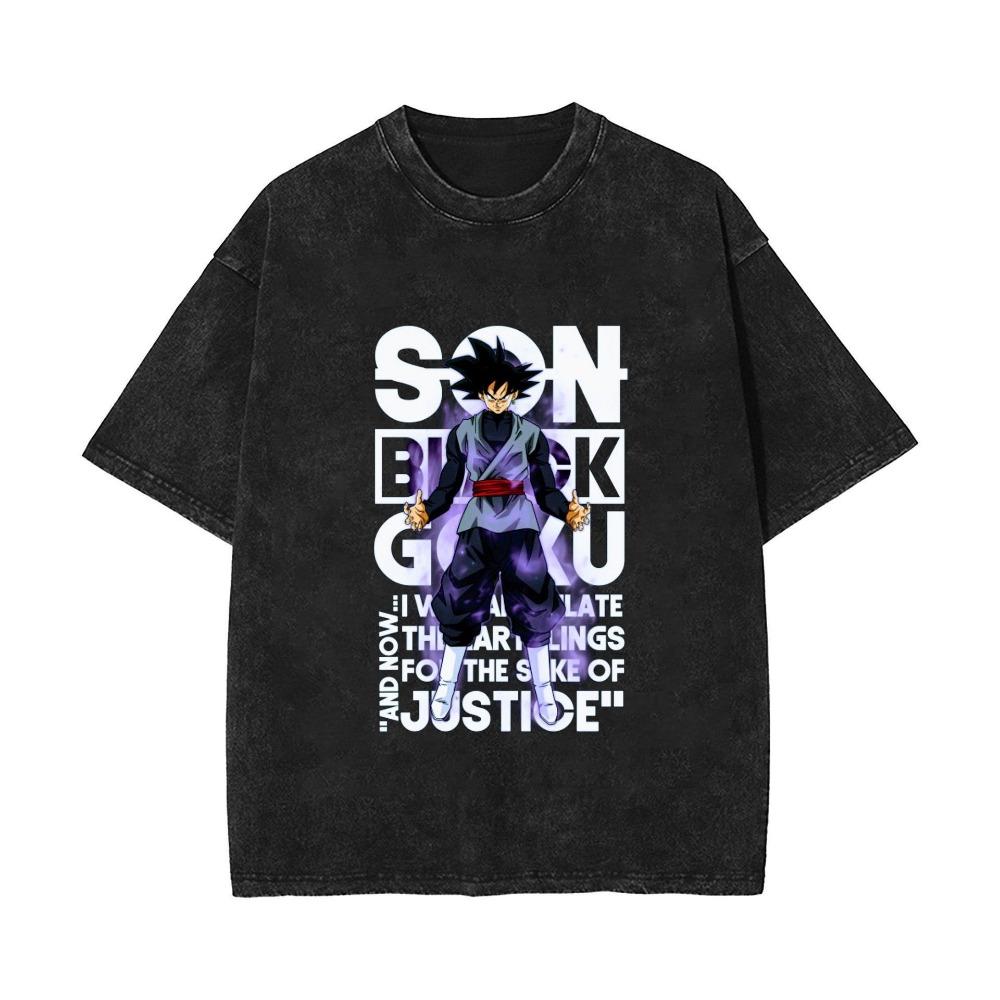 Trending Super Saiyan Vintage Washed Cotton Oversized T Shirt Anime Print Tee for Men Women