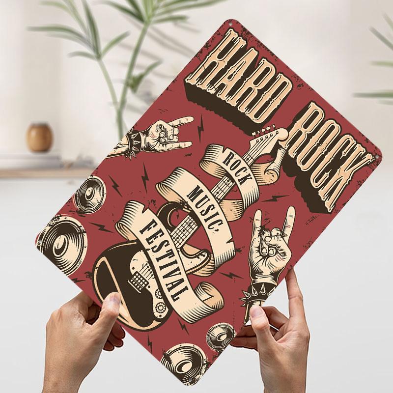 

Hard Rock Music Festival Tinplate Poster Customized Wall Art Vintage Retro Metal Signs for Decoration Living Room Decor Men Home 7.9x11.8In(20x30cm)