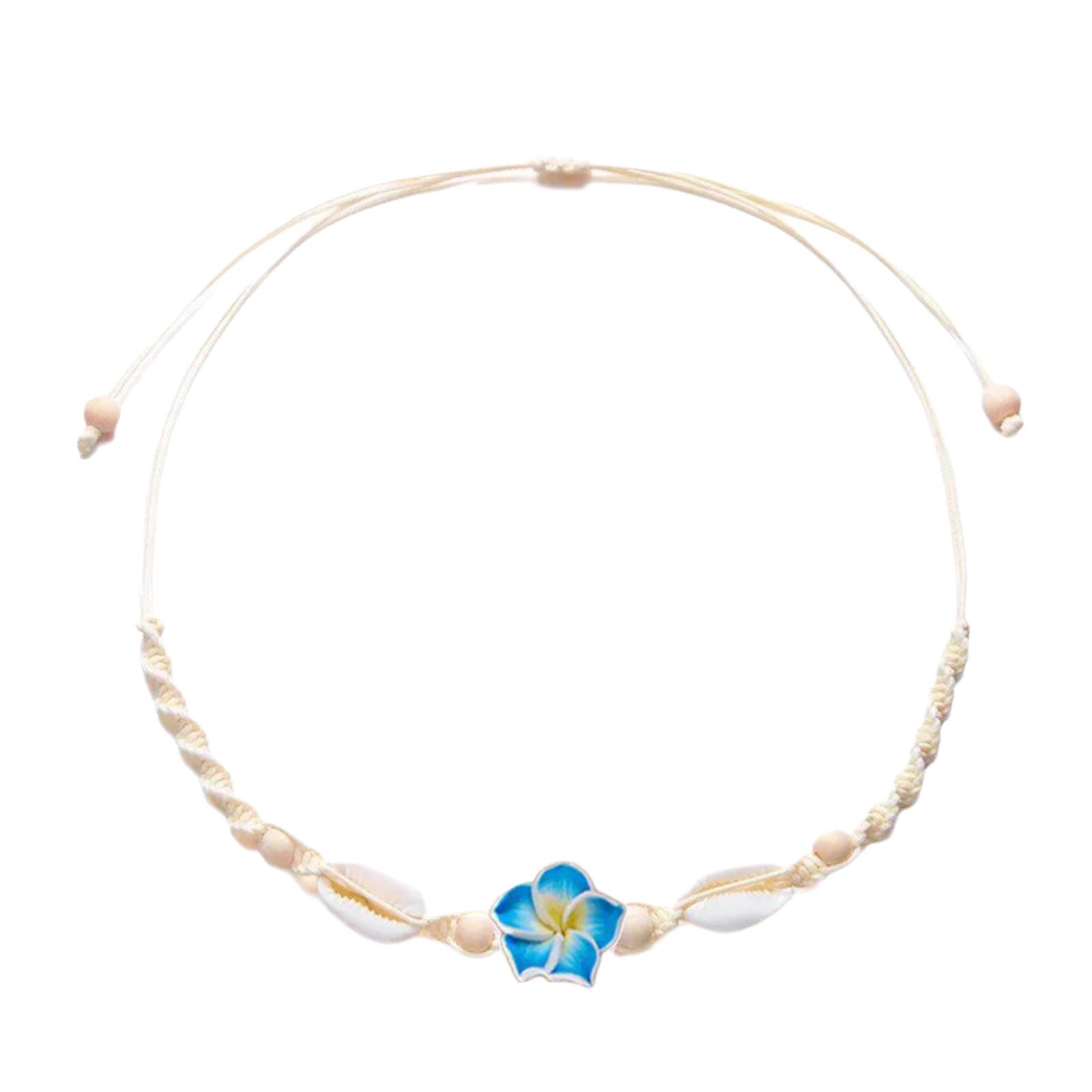 

Bohemian Shell Floral Charm Necklace Lightweight Clay Beads Pendant Neck Jewelry For Casual Occasion