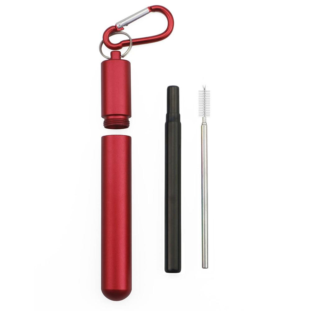 Reusable Telescopic Straw 304 Stainless Steel Metal Straw with Cleaning Brush Collapsible Portable Drinking Straw Set for Travel