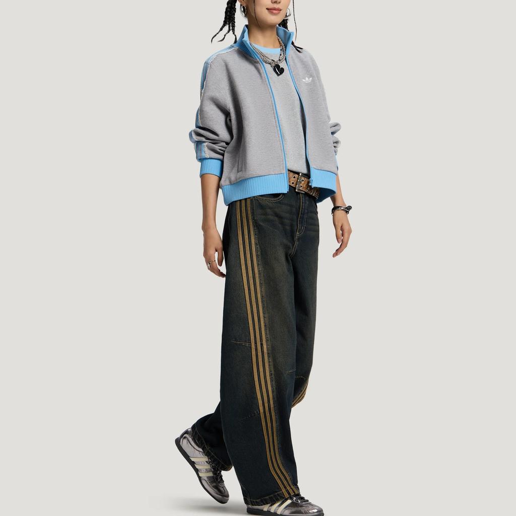 Adidas Originals Top Jackets Women's Medium Heather Gray Stand Collar Moderate LF2335
