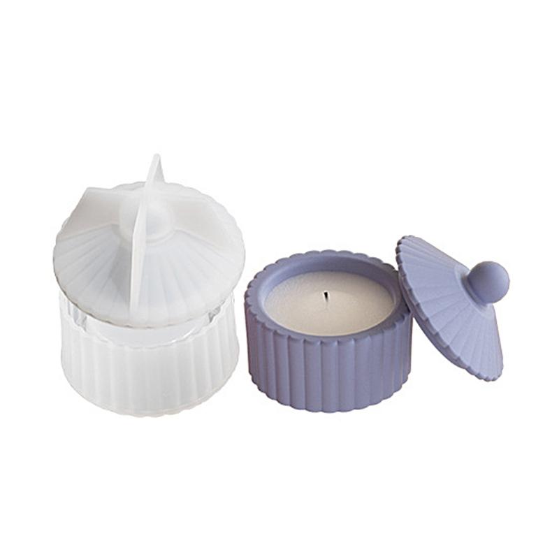 Storage Box Silicone Mold Stripe Pattern Jewelry Case Epoxy Resin Mold Aromatherapys Gypsum Candle Jar Mold Home Decors