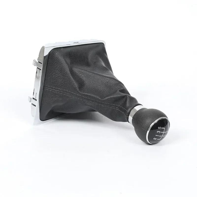 5/6 Växlar För VW PASSAT B6 2005-2012 Manuell Krom Växelspaksknopp Spak Växelspaksmanschett Damask Skydd PU Läder