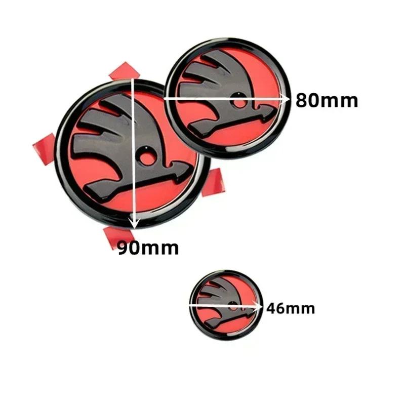 DDWO5 3Pcs for Skoda Rapid Octavia Fabia Laura Superb 1 2 3 Kodiaq Karoq Car Front Hood Rear Trunk Emblem Steering Wheel Logo Sticker