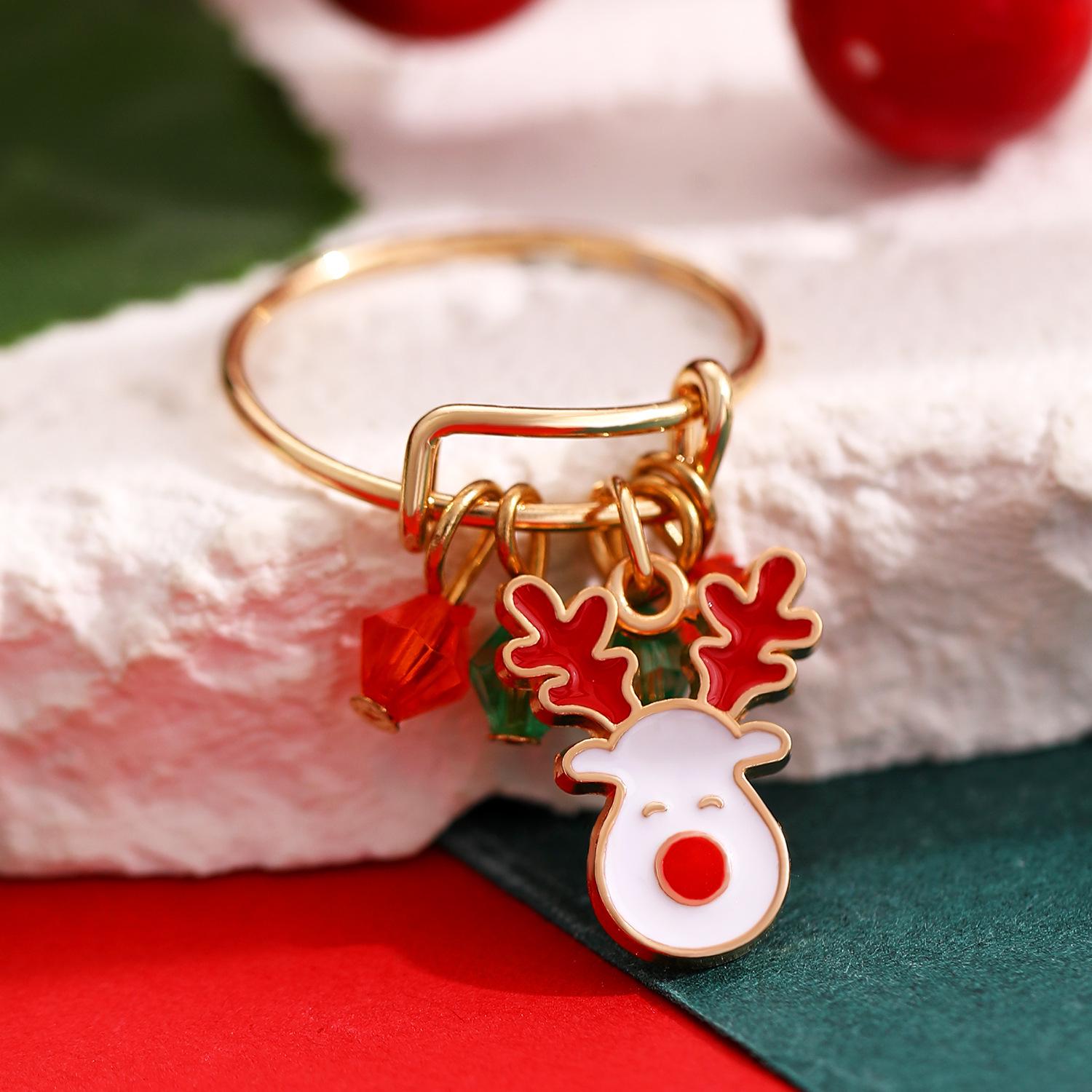 

Winter Reindeer Candy Cane Adjustable Ring - European & American Ethnic Style