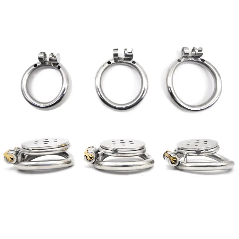 Male Chastity Device Flat Round Hole Metal Chastity Lock,Cock Cage,Urethra Catheter,Penis Ring,Bondage Belt Sex Toys For Men Gay