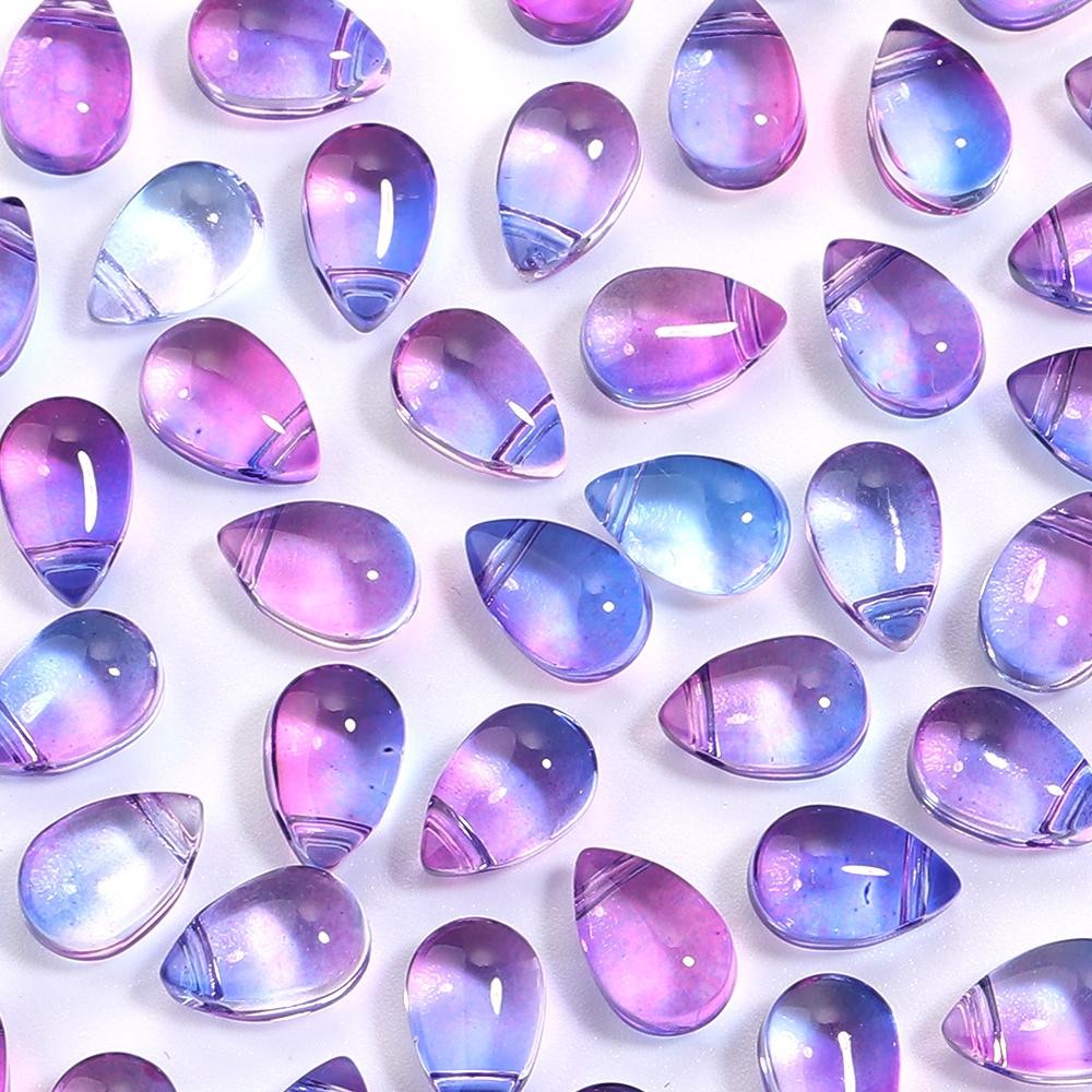 

50pcs/lot 9x6mm Droplet Shaped Lampwork Beads Colorful Loose Spacer Glass Seed Beads For DIY Charm Necklace Earrings Accessories