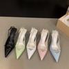 Fashion 2024 Summer Pointed Toe Women Sandals Fashion Elegant High Heel Singbacks Mules Shoes Ladies Sexy Party Dress Pumps Shoes