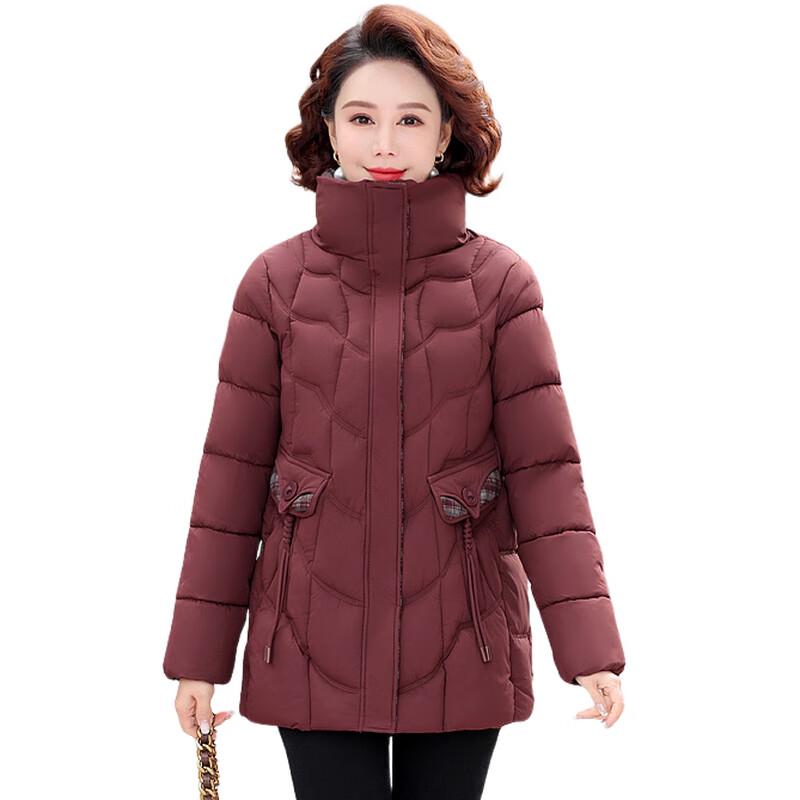 Middle-Aged Women's Plaid Padded Winter Coat
