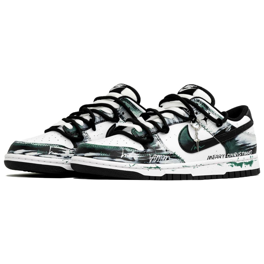 Nike Dunk Wan Hua Nong, Ji Feng Jing, Geantă de cumpărături Rezistentă la abraziune Pantofi de skateboard cu profil redus Bărbați Negru Alb DD1391-100(Team113-BOX)