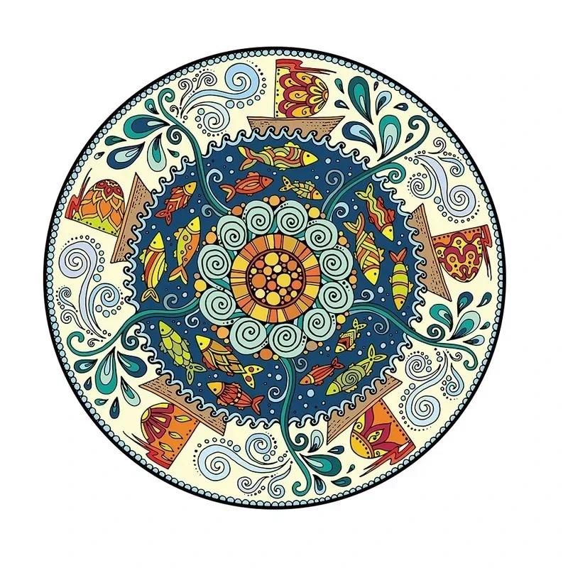 

Bohemia Mandala Round Carpet Geometric Ethnic Flowers Bedroom Living Room Area Rug Anti-slip Vintage Floor Mat Home Decoration 60cm