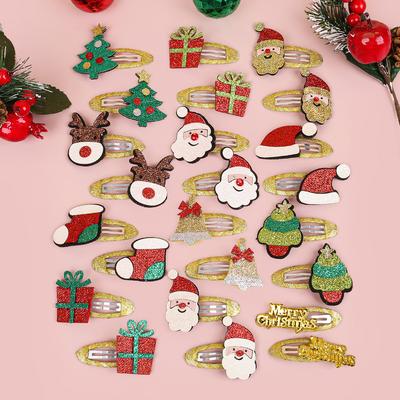 4/12 Stück Mädchen Weihnachts-Haarspangen Glitzer BB Haarspange Cartoon Haarspange Weihnachtsmann Haarspangen für Kinder Haarschmuck