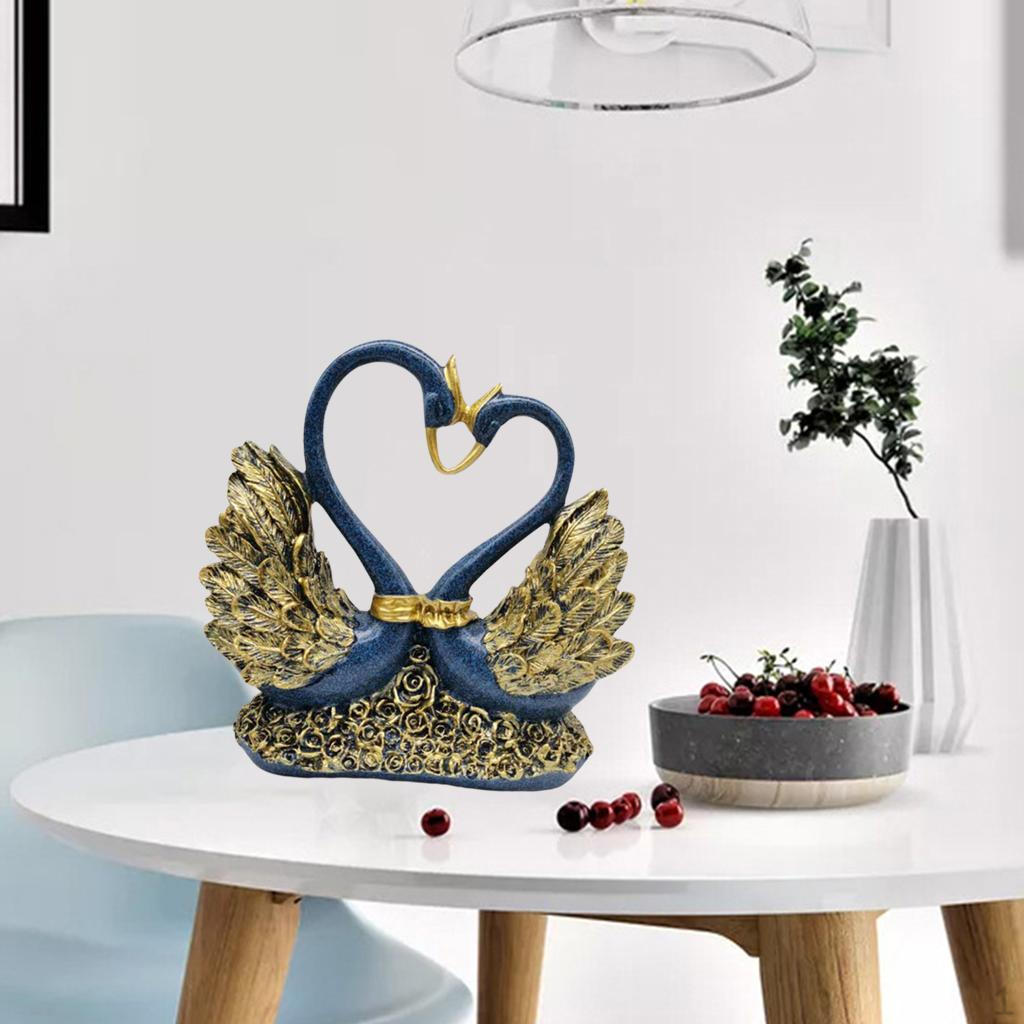 Couple of Swan Statue Figurines Resin Ornament Table Centerpiece