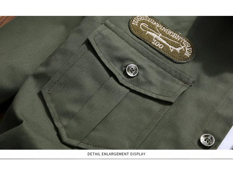 Men's Military-Style Business Casual Long Sleeve Shirt for Spring & Autumn Teens