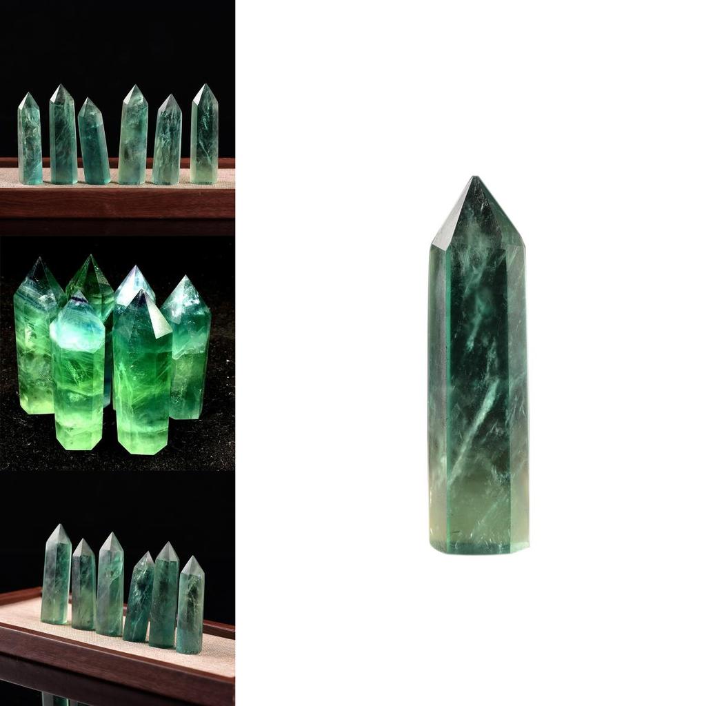 Punct de Cristal de Cuarț Fluorit Verde Natural Radiant Baghetă Hexagonală Pentru Vindecare și Reiki