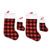 Red and Black Plaid Christmas Stocking Ornaments with Plush Details