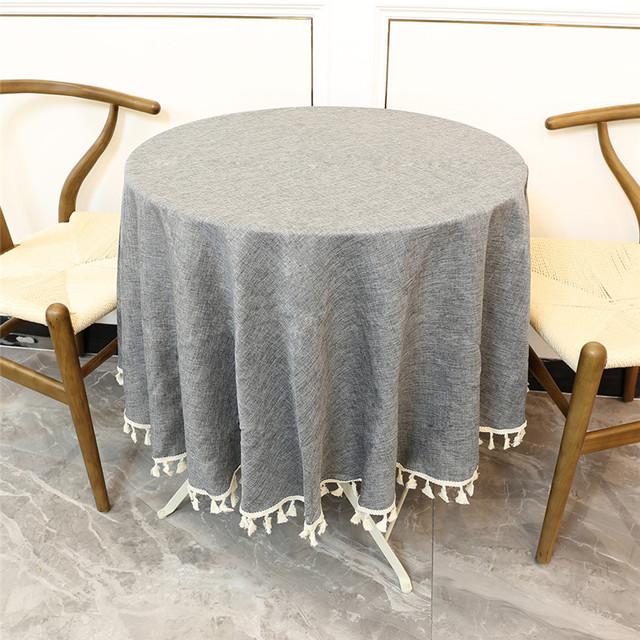 

Скатерть круглая имитация льна кружево скандинавский чайный кофейный столик скатерть для дома кухня свадебная вечеринка покрытие стола скатерть декор 150cm Diameter