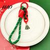 Festive Bag Accessory Christmas Wristlet Keychain, Braided Rope Keychain with Santa Snowman Mobile Decoration Pendant Reindeer Charm, Decorative