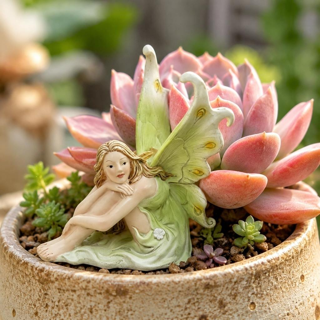 Fairy Figurine Garden Ornament Resin Fairy Statue Decorative Miniature Fairy Sculpture for Indoor Outdoor Home Garden Patio Decoration
