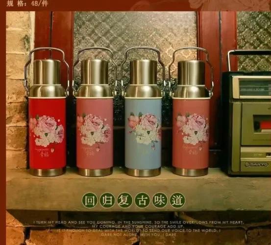 Chinese Retro Thermal Pot Food Grade Stainless Steel Thermos Cup with Cover Portable Water Cup Women's Cup Hot Kettle