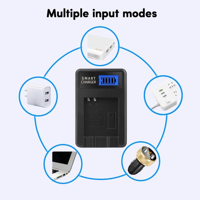 Compact ABS Camera Battery Charger LCD Display for 50 55 60 65 80 75 Camera Versatile Charging Option USB Charger
