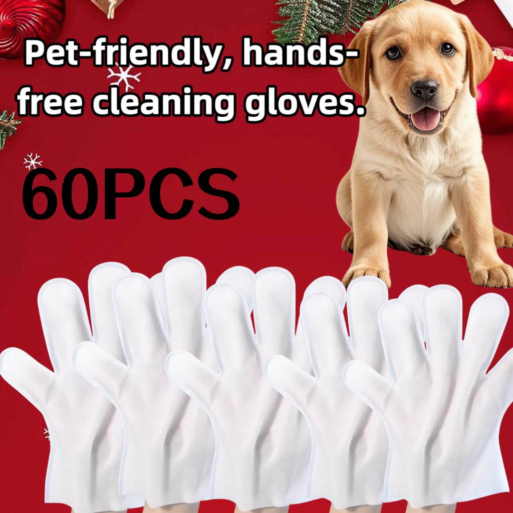 

60 шт. Перчатки для питомцев без мытья: Пока вы гладите кошку, вы уже закончили уборку. Салфетки для купания кошек и собак, Перчатки для мытья без воды, Чистящие