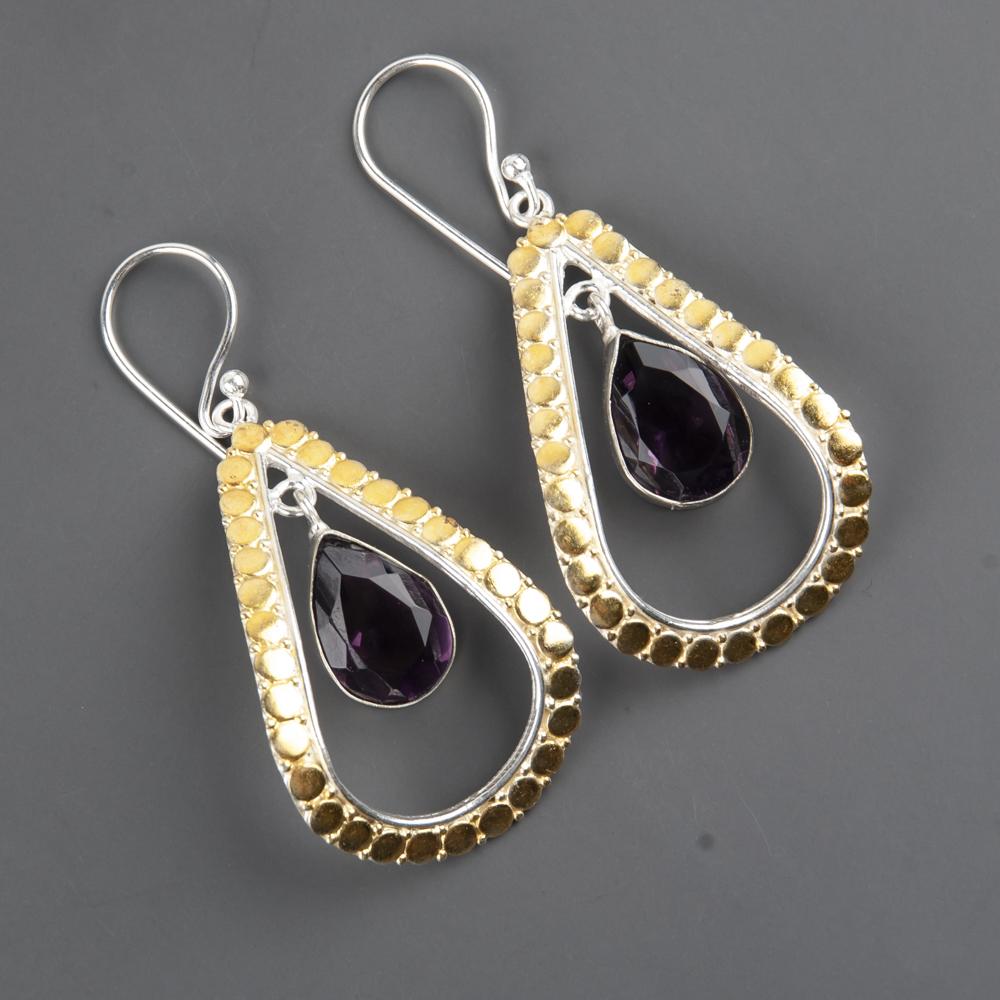 African Amethyst Gemstone Jewelry, Handmade 925 Solid Sterling Silver Earrings, Beautiful Silver Earrings Handmade Gift For Sister
