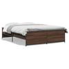 Brown Bed Frame with Oak Effect 120 x 190 cm Wood Based Panel & Metal