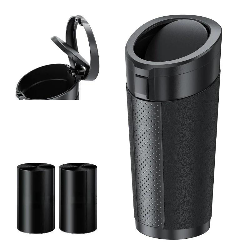Car Accessories Trash Can with Lid Auto Dust Organizer Includes Garbage Bags Small Car Trash Bin Interior Rubbish Bag
