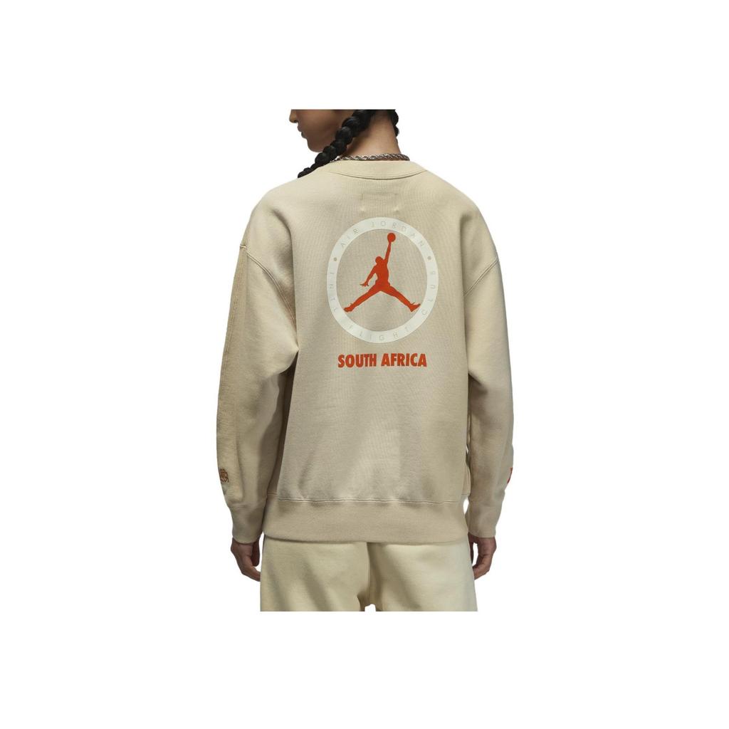 Jordan X Shelflife Logo Print Crewneck Long Sleeve Sweatshirt Women Sweatshirt Fawn DV7015-206