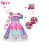 Children's Candy Dress Candy Princess Cosplay Costume Purim Carnival Party Fancy Dress Dress with Candy Hat Suit Prom Costume