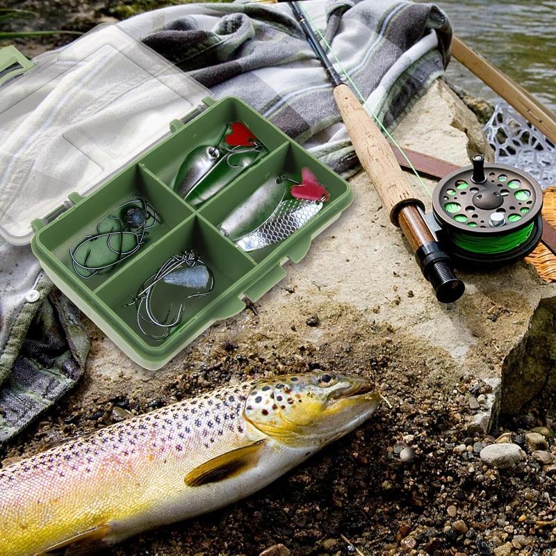 Fishing Tackle Box 1-4 Grid Storage Tray Multifunctional Portable Fishing Accessories Organizer for Hooks and Lures