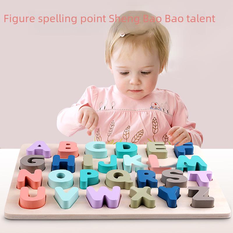 Children's Educational Wooden Jigsaw Puzzle Board for Number and Letter Shape Recognition