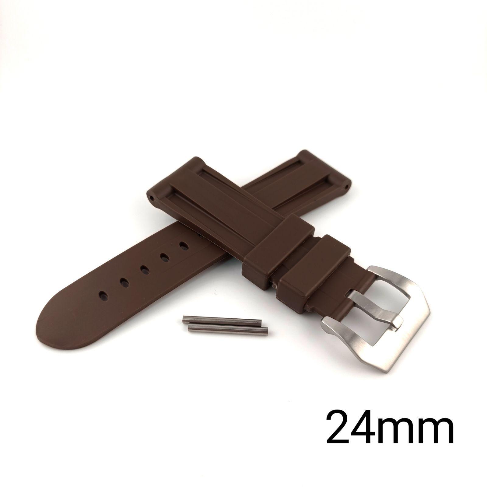 Used 24mm Watch Silicone Rubber Strap Brown Pipe Tube Included [Compatible with] Panerai