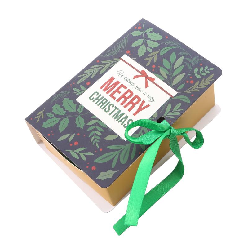 5Pcs Book Shape Merry Christmas Candy Boxes Bags Christmas Santa Claus Gift Box Party Decoration Supplies Christmas Cookie Box