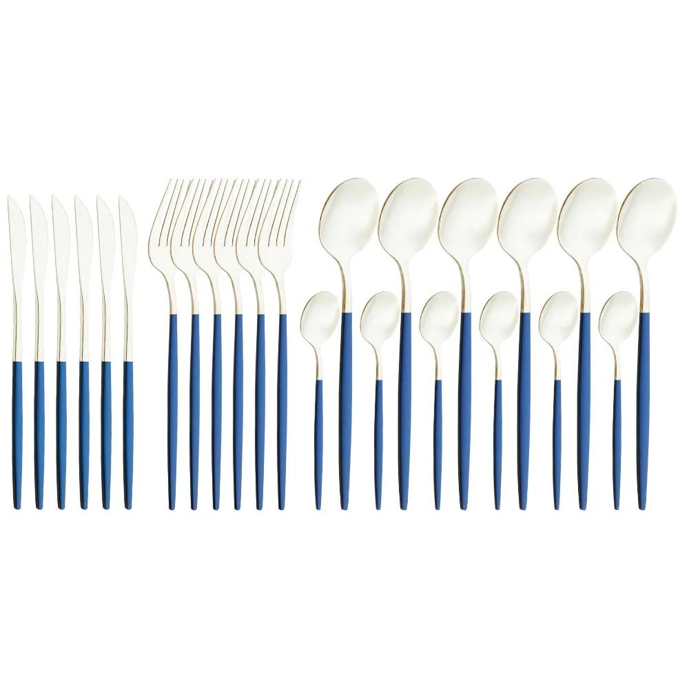 Fabulous 24PCS/SET Tableware Dinnerware Sets Gold Flatware Cutlery Fork Dessert Spoon Coffee Cutlery Dinner Wedding Decoration