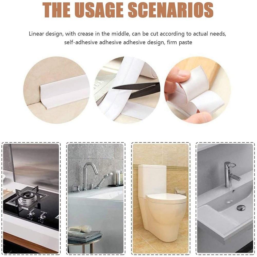 Shower Bath Sealing Tape Strips PVC Self Adhesive Waterproof Wall Sticker for Bathroom Kitchen Seal Caulk Strip Sink Mold Proof