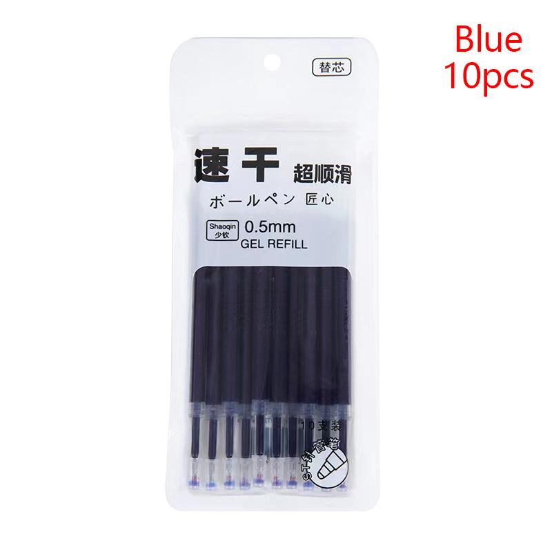 10Pcs High Quality St Tip Neutral Pens Refill Quick-Dry Neutral Pens Refill Stationery Set Pressing Ballpoint Pen Refill