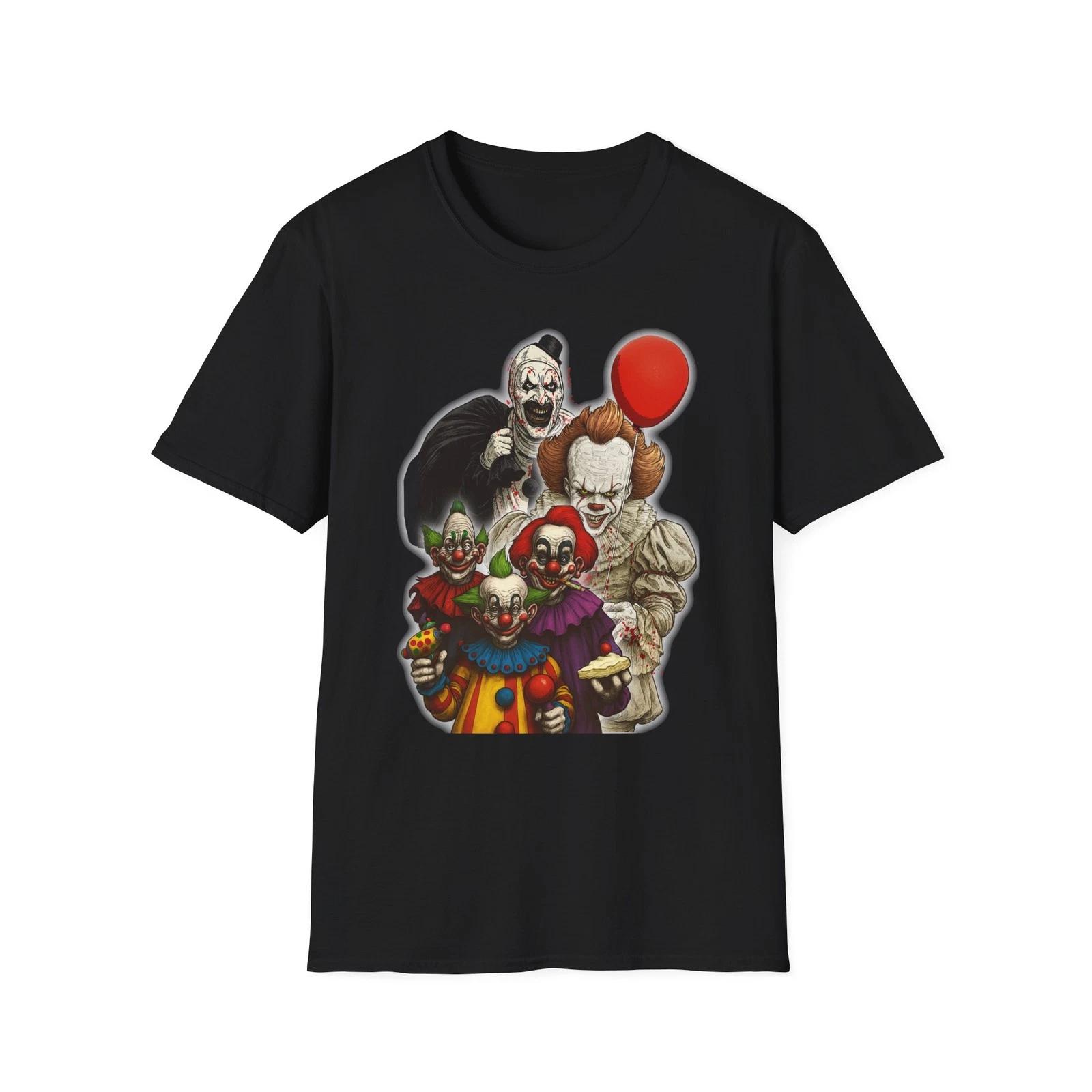 Men s and Women s T-shirts Killer Clowns T-Shirt, Scary Circus Tee, Horror Movie Fan Gift, Creepy Halloween XL