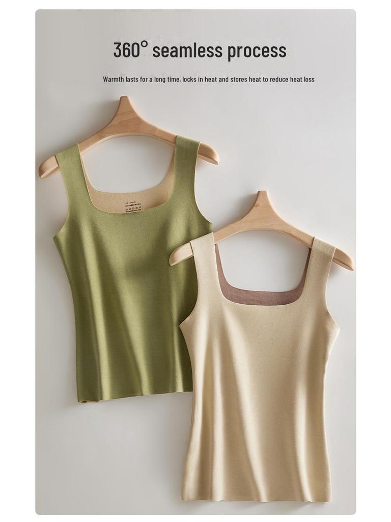 Hřejivá dámská vesta ze sametu German s čtvercovým výstřihem – Bezešvá, s přídavným sametem, Zesílená pro podzim a zimu, Odolná proti chladu.