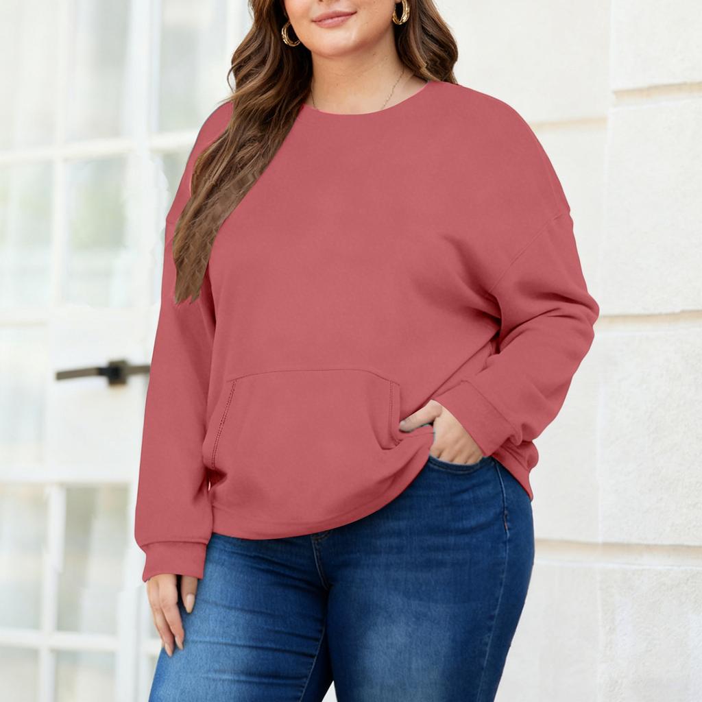 Plus Size Sweatshirt För Kvinnor Oversized Crewneck Långärmad Pullover Toppar