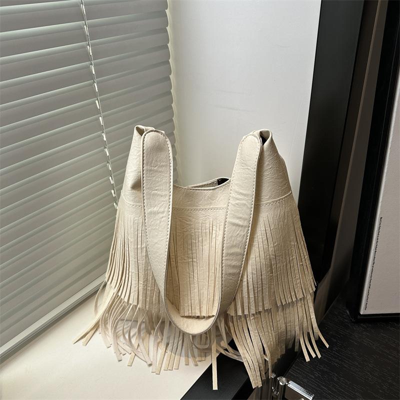 Summer New Niche Tassel Large Capacity Retro Casual Shoulder Underarm Tote Bag Women's Bag