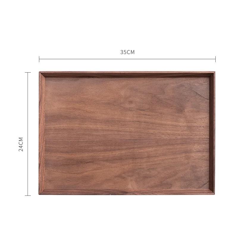 Square Tray Solid Wood Pallet Japanese Black Walnut Tableware Food Plate Rectangle Kitchen Supplies Hotel Serving Serving Tray
