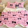 Cartoon Bowknot Printed Coral Fleece Blanket Thickened Artificial Lambswool Spring Autumn Warm Blankets For Bed Sofa Nap Blanket