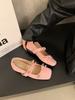 Gentle Bow Ballet Shoes with One Word French Inner Height Increase Mary Jane Shoes Women's Spring and Autumn Suede Platform Single Shoes