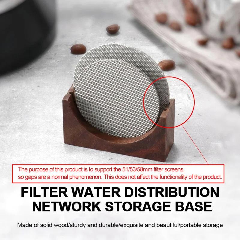 For 51Mm/58Mm Puck Screen Espresso Coffee Filter Screen Holder Coffee Making Puck Screen Bracket Wooden Walnut Stand Rack