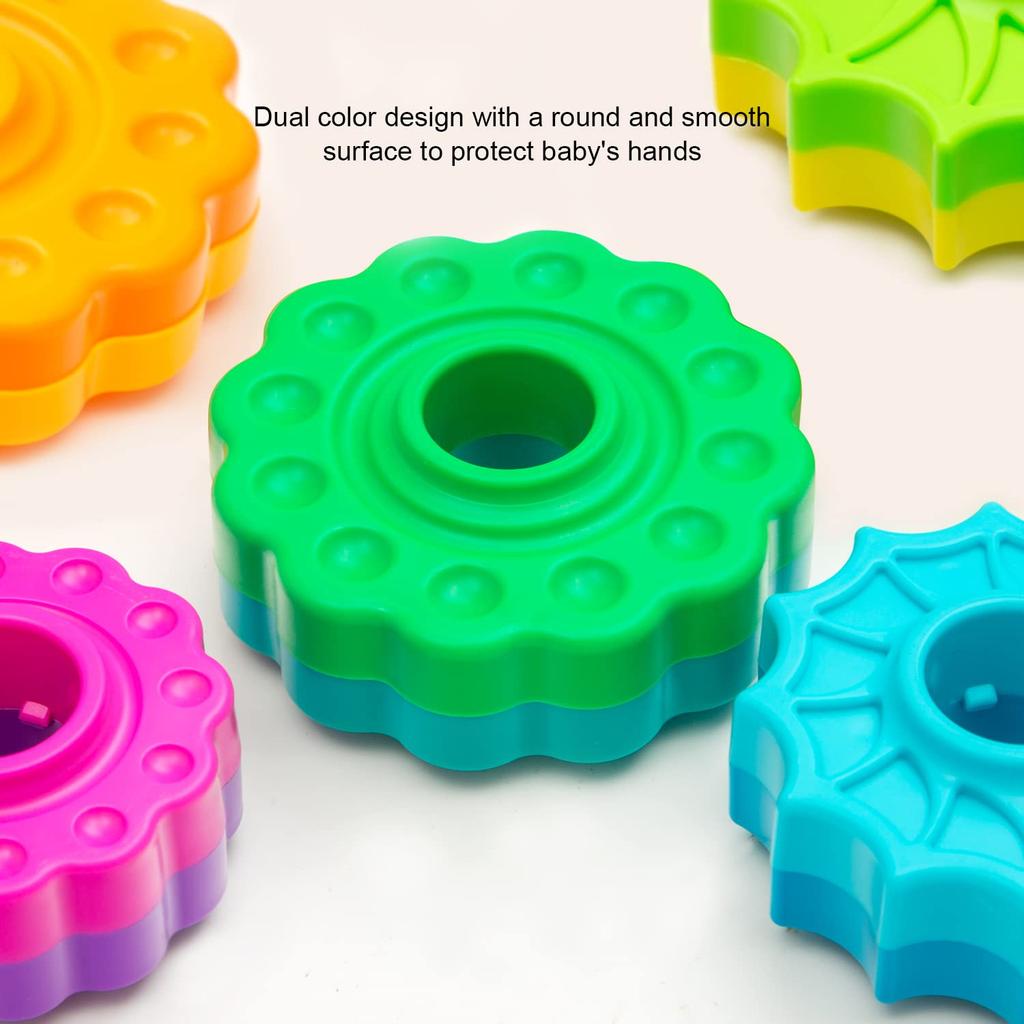 Baby Spinning Stacking Toys Sensory Toys for Toddlers Rainbow Ring Spin Montessori Toys for Girl Boy Christmas Birthday Gifts